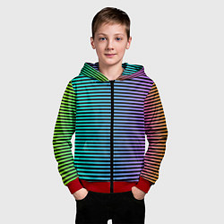 Толстовка на молнии детская В ЦВЕТНУЮ ПОЛОСКУ, цвет: 3D-красный — фото 2