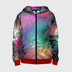 Толстовка на молнии детская Узоры, цвет: 3D-красный