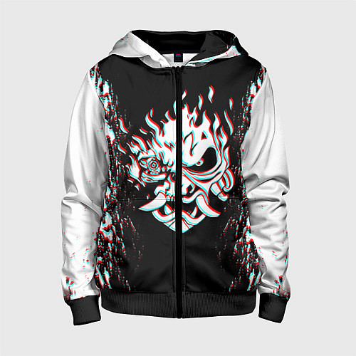 Детская толстовка на молнии CYBERPUNK 2077 SAMURAI GLITCH / 3D-Черный – фото 1