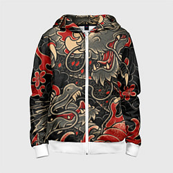 Толстовка на молнии детская Dsquared tatoo DRAGON, цвет: 3D-белый