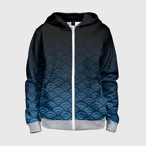 Детская толстовка на молнии Узор круги темный синий / 3D-Меланж – фото 1