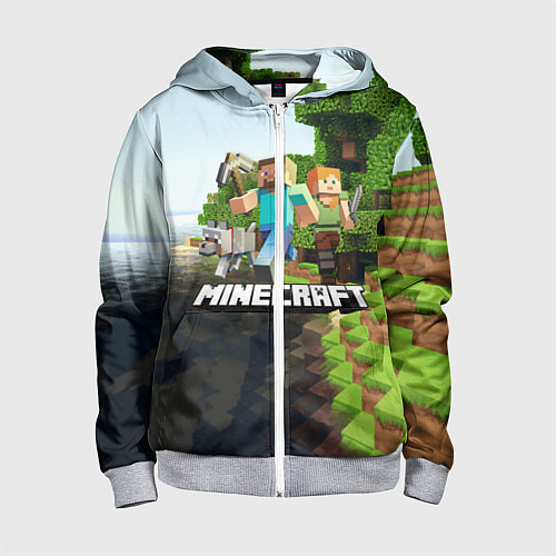 Детская толстовка на молнии Minecraft / 3D-Меланж – фото 1
