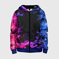 Толстовка на молнии детская ОГОНЬ НЕОН, цвет: 3D-синий