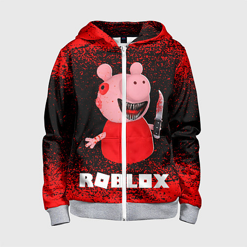 Детская толстовка на молнии Roblox Piggy / 3D-Меланж – фото 1