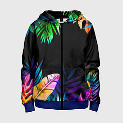 Толстовка на молнии детская Тропическая Ночь, цвет: 3D-синий