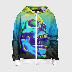 Детская толстовка на молнии Neon skull