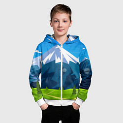 Толстовка на молнии детская Горы пейзаж природа вектор, цвет: 3D-белый — фото 2