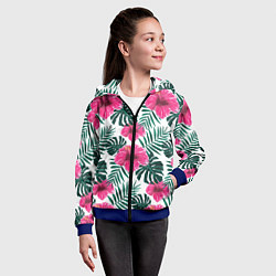 Толстовка на молнии детская Гавайский гибискус, цвет: 3D-синий — фото 2