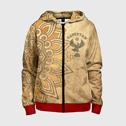 Толстовка на молнии детская Дагестан в золоте, цвет: 3D-красный