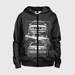 Толстовка на молнии детская BMW, цвет: 3D-черный