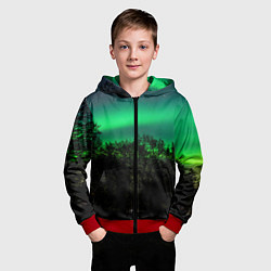 Толстовка на молнии детская Северное сияние, цвет: 3D-красный — фото 2