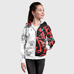 Толстовка на молнии детская Японские надписи, цвет: 3D-белый — фото 2