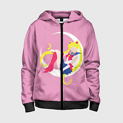 Толстовка на молнии детская Сейлор мун, цвет: 3D-черный