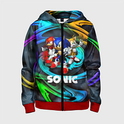 Толстовка на молнии детская SONIC TRIO, цвет: 3D-красный
