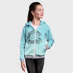Толстовка на молнии детская LIVE! LOVE! VOLLEYBALL!, цвет: 3D-меланж — фото 2