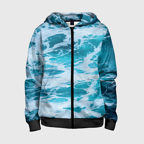 Детская толстовка на молнии Вода волны пена море / 3D-Черный – фото 1