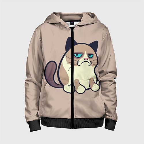 Детская толстовка на молнии Великий Grumpy Cat / 3D-Черный – фото 1