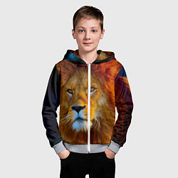 Толстовка на молнии детская Лев 3D, цвет: 3D-меланж — фото 2