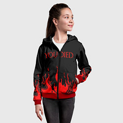 Толстовка на молнии детская YOU DIED, цвет: 3D-красный — фото 2