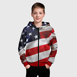 Толстовка на молнии детская США USA, цвет: 3D-красный — фото 2