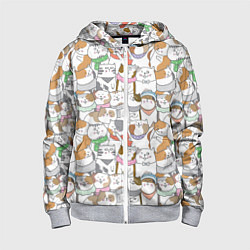 Детская толстовка на молнии Большая семья котиков