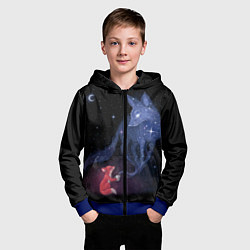 Толстовка на молнии детская Лиса и ее дух, цвет: 3D-синий — фото 2