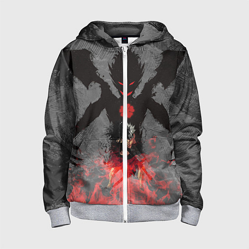 Детская толстовка на молнии Черный клевер / 3D-Меланж – фото 1