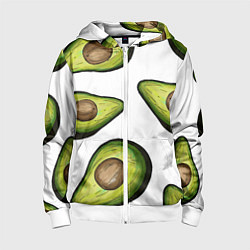 Толстовка на молнии детская Авокадо, цвет: 3D-белый
