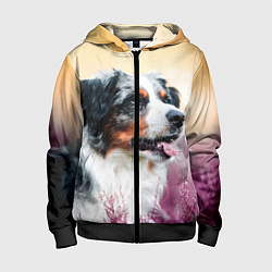 Толстовка на молнии детская Австралийская Овчарка, цвет: 3D-черный