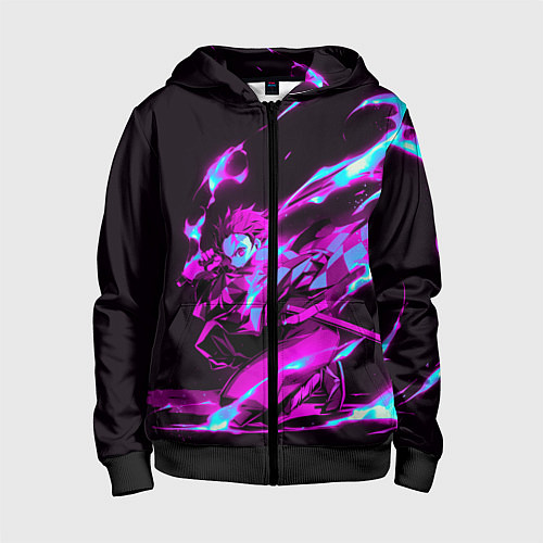 Детская толстовка на молнии НЕОНОВЫЙ ТАНДЖИРО / 3D-Черный – фото 1