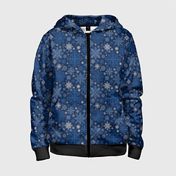 Толстовка на молнии детская Снежные, цвет: 3D-черный