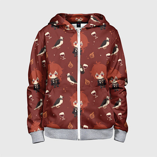 Детская толстовка на молнии Genshin Impact / 3D-Меланж – фото 1