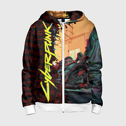 Толстовка на молнии детская Киберпанк, цвет: 3D-белый