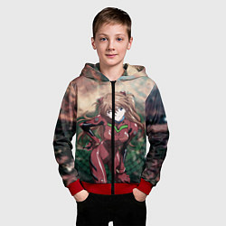 Толстовка на молнии детская Аска Евангелион, цвет: 3D-красный — фото 2