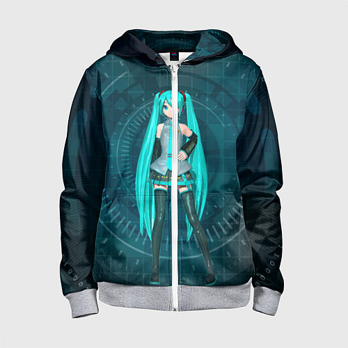 Детская толстовка на молнии Мику Хацуне / 3D-Меланж – фото 1