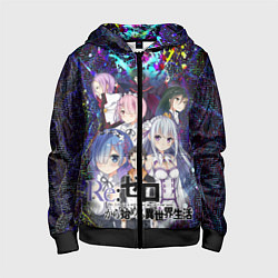 Толстовка на молнии детская Re:Zero Жизнь с нуля, цвет: 3D-черный