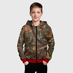 Толстовка на молнии детская Охотничий камуфляж, цвет: 3D-красный — фото 2