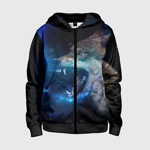Детская толстовка на молнии Волчара Юморит / 3D-Черный – фото 1