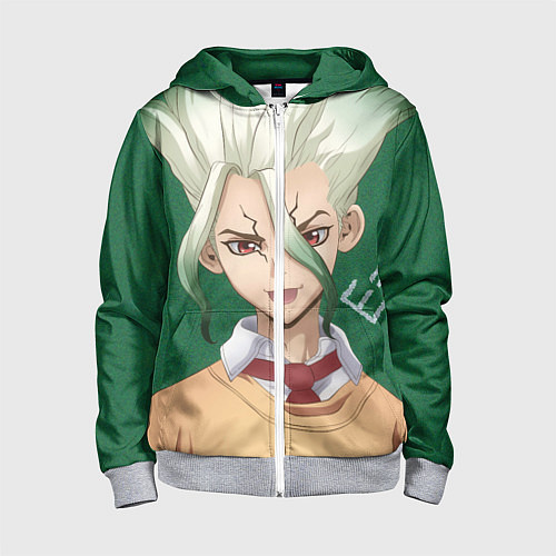 Детская толстовка на молнии Доктор Стоун / 3D-Меланж – фото 1