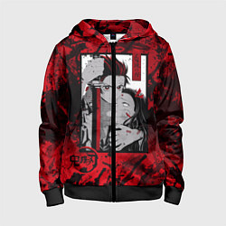 Толстовка на молнии детская Клинок рассекающий демонов, цвет: 3D-черный