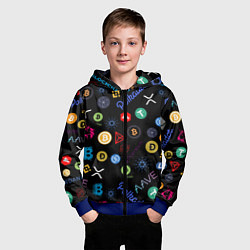 Толстовка на молнии детская BITCOIN PATTERN БИТКОИН Z, цвет: 3D-синий — фото 2