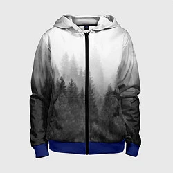 Толстовка на молнии детская Туманный лес, цвет: 3D-синий