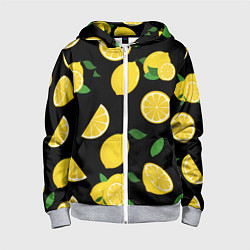 Детская толстовка на молнии Лимоны на чёрном