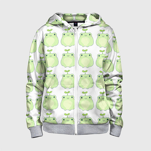 Детская толстовка на молнии Лягушки-росточки / 3D-Меланж – фото 1