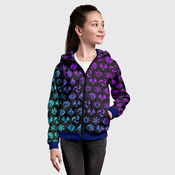 Толстовка на молнии детская GENSHIN IMPACT NEON, цвет: 3D-синий — фото 2
