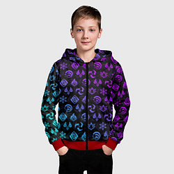 Толстовка на молнии детская GENSHIN IMPACT NEON, цвет: 3D-красный — фото 2