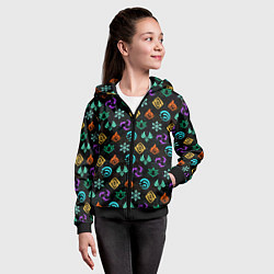 Толстовка на молнии детская GENSHIN IMPACT ЭМБЛЕМЫ, цвет: 3D-черный — фото 2