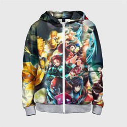 Толстовка на молнии детская КЛИНОК РАССЕКАЮЩИЙ ДЕМОНОВ ПЕРСОНАЖИ, цвет: 3D-меланж