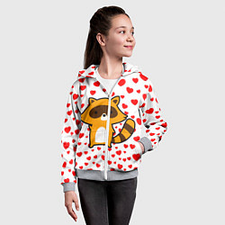 Толстовка на молнии детская Енот в сердечках, цвет: 3D-меланж — фото 2
