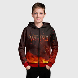 Толстовка на молнии детская Valheim огненный лого, цвет: 3D-красный — фото 2